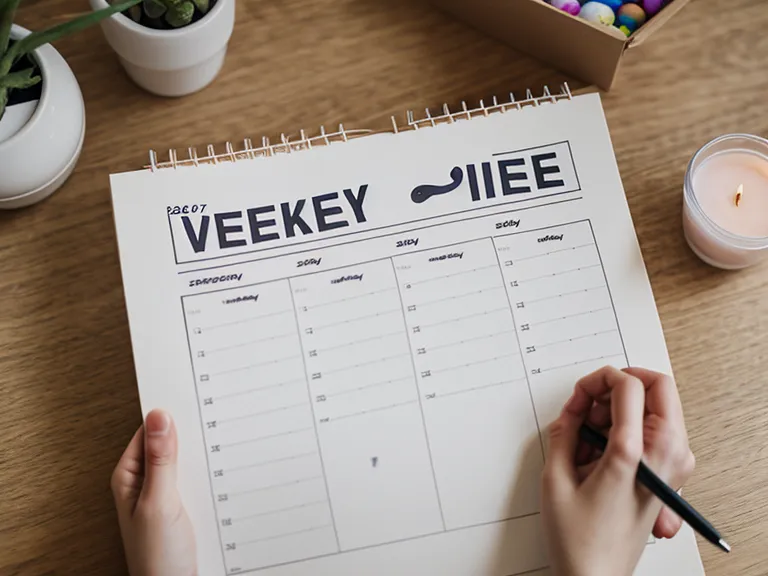 Nahaufnahme eines gedruckten Wochenplans für ein Erziehungsprogramm mit handschriftlichen Notizen.