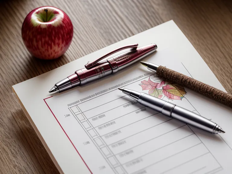 Nahaufnahme einer GFK-Checkliste auf einem Küchentisch mit einem Apfel daneben