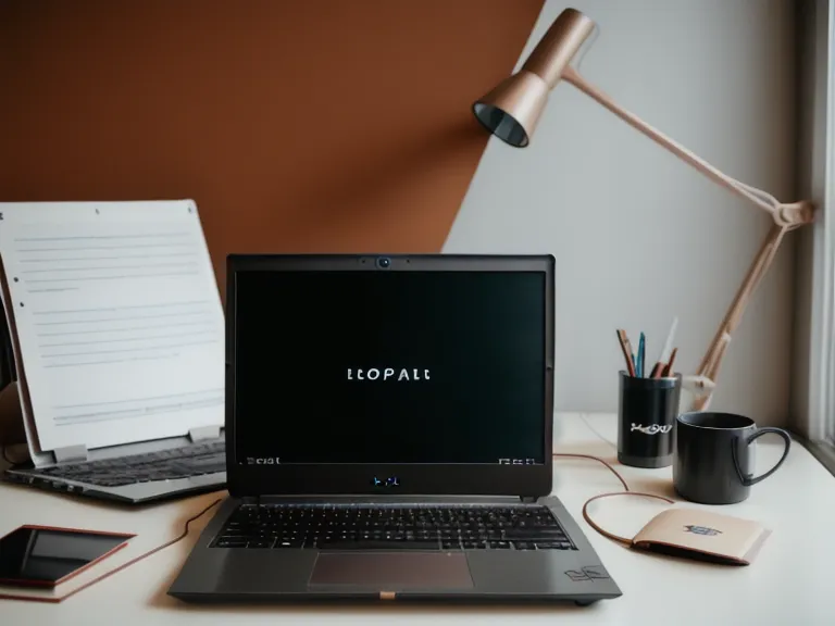 Laptop zeigt ein Modul eines Online-Erziehungskurses mit begleitendem Notizbuch
